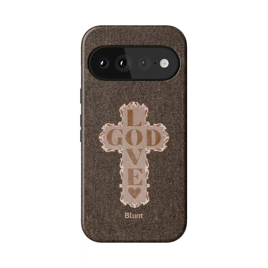 Love God Brown Cross Pixel Case