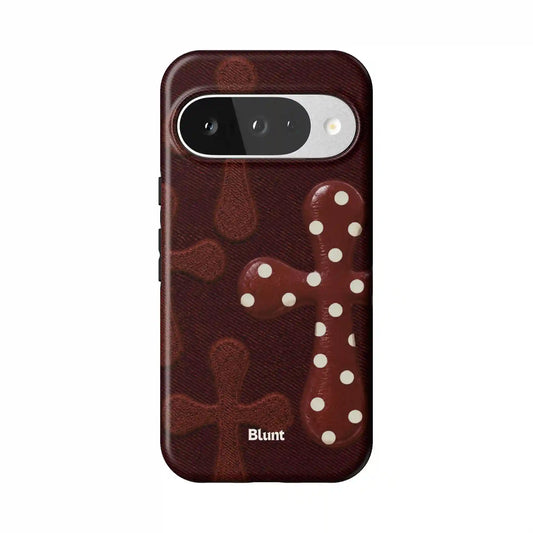 Maroon Polka Cross Pixel Case